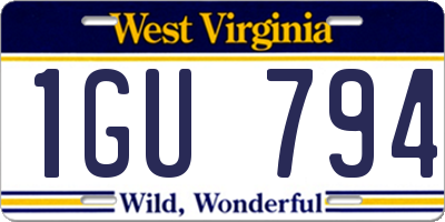 WV license plate 1GU794
