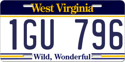WV license plate 1GU796