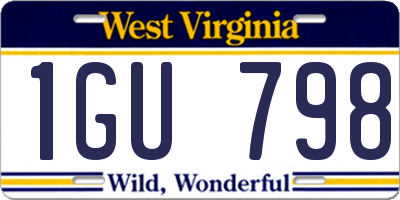 WV license plate 1GU798