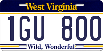 WV license plate 1GU800