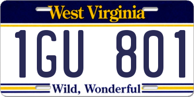 WV license plate 1GU801