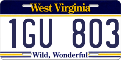 WV license plate 1GU803