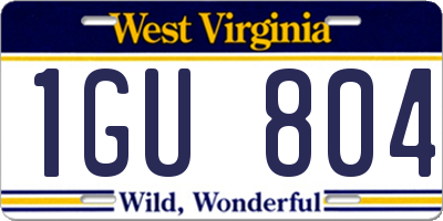 WV license plate 1GU804