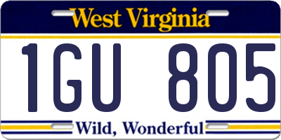 WV license plate 1GU805