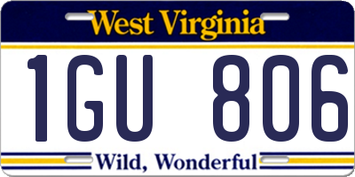 WV license plate 1GU806