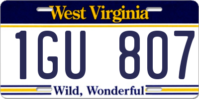 WV license plate 1GU807
