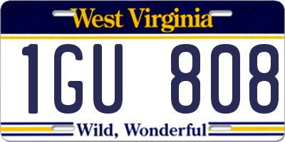 WV license plate 1GU808