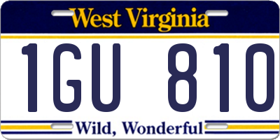 WV license plate 1GU810