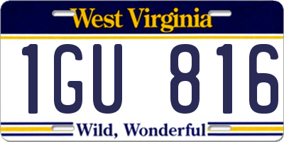 WV license plate 1GU816