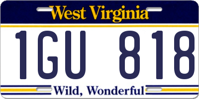 WV license plate 1GU818