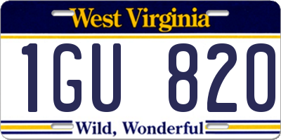 WV license plate 1GU820