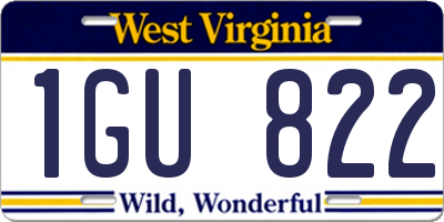 WV license plate 1GU822