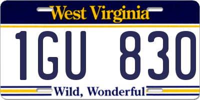 WV license plate 1GU830