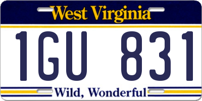 WV license plate 1GU831
