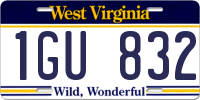 WV license plate 1GU832