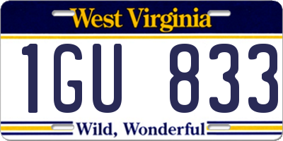 WV license plate 1GU833