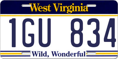 WV license plate 1GU834