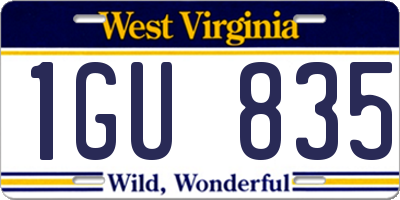 WV license plate 1GU835