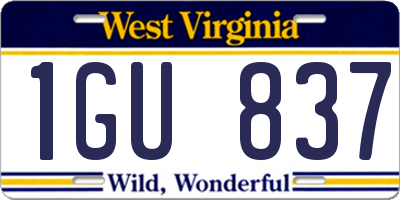 WV license plate 1GU837
