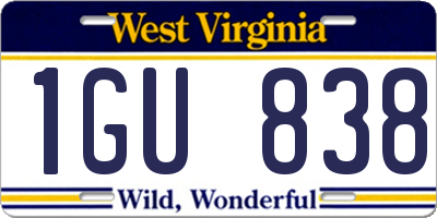 WV license plate 1GU838