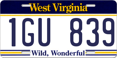 WV license plate 1GU839
