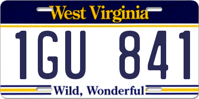 WV license plate 1GU841