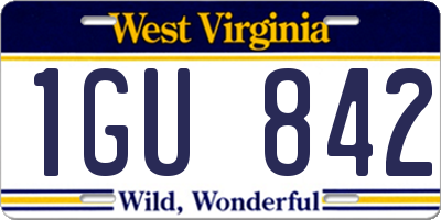 WV license plate 1GU842