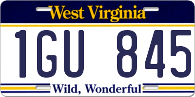 WV license plate 1GU845