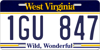 WV license plate 1GU847
