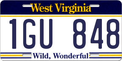 WV license plate 1GU848
