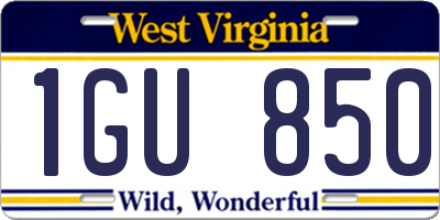 WV license plate 1GU850