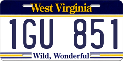 WV license plate 1GU851