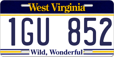 WV license plate 1GU852