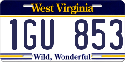 WV license plate 1GU853