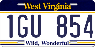 WV license plate 1GU854