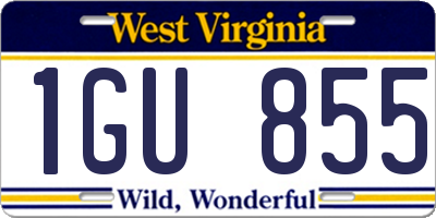 WV license plate 1GU855