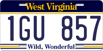 WV license plate 1GU857