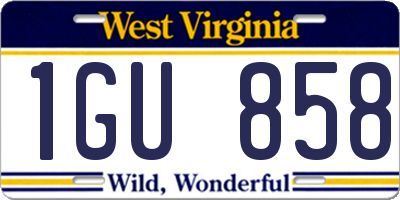 WV license plate 1GU858