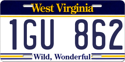WV license plate 1GU862