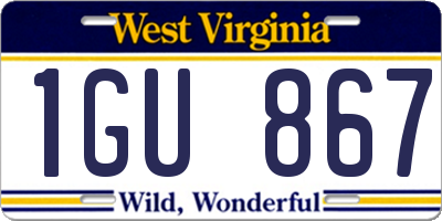 WV license plate 1GU867