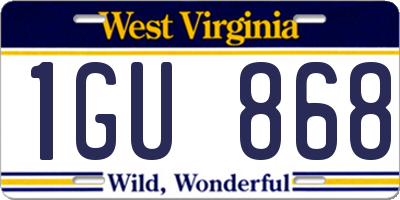 WV license plate 1GU868
