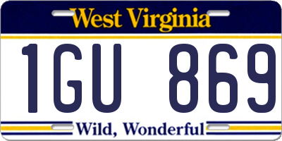 WV license plate 1GU869