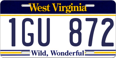 WV license plate 1GU872