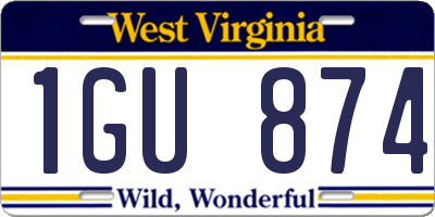 WV license plate 1GU874