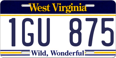 WV license plate 1GU875