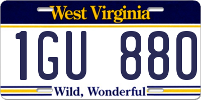 WV license plate 1GU880