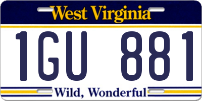 WV license plate 1GU881