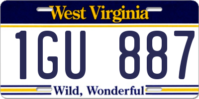 WV license plate 1GU887