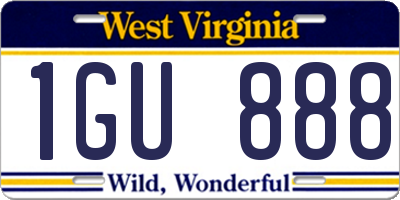 WV license plate 1GU888