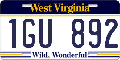 WV license plate 1GU892